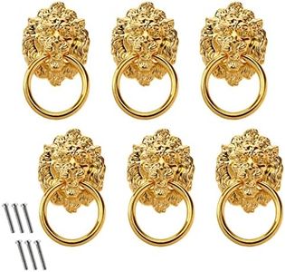 SING F LTD 6pcs Lion Head Pull Handle Vintage Pull Handles Knob Zinc Alloy with Screws for Cabinet Drawer Wardrobe Cupboard Wooden Box Case Gold