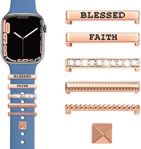 JR.DM Watch Band Charms with Decorative Bling Rings Loops, Compatible with Apple Watch 40mm 38mm 41mm 42mm 44mm 45mm 46mm Smart Watch Strap Accessories for iWatch Series 10 9 8 7 6 5 4 3 2 1 (No Band)