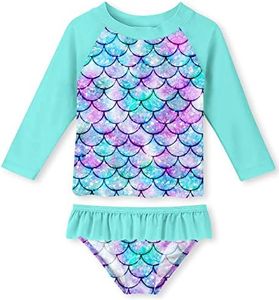 UNIFACO Little Toddler Girls Bathing suit Rashguard Set 2 Pieces Novelty Fish scale Tankini for Summer Beach Vacation Party