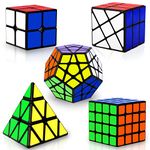 Coolzon Speed Cube Magic Cube Set, 2x2 + 4x4 + Pyraminx/Pyramid + Fenghuolun + Megaminx, Puzzle Cube Toy Gift for Children Adults, Set of 5