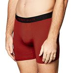 Perry Ellis Men's Stripe Designed Boxer Brief Relaxed Fit Underwear, Black/Red, XL