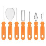 7 Pieces Halloween Pumpkin Carving Kit - Professional Heavy Duty Stainless Steel Carving Tools Set Sculpting Scoop Knives for Halloween Jack-O-Lanterns for Kids and Adults