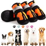 Hcpet Dog Shoes, Dog Boots for Small Dogs, Waterproof Medium Dog Booties Paw Protector for Summer Hot Pavement, Winter Snowy Day, Outdoor Walking, Indoor Hardfloors Anti Slip Sole Orange Size 1