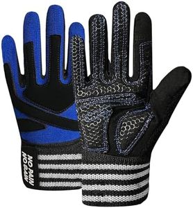 Weightlifting Workout Crossfit Gloves Full Finger with Wrist Strap Support, Padded Grip for Weight Lifting Gym Fitness Exercise Training Men Women Male Female (Blue, Small)