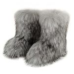 QMFUR Women's Furry Faux Fur Boots 
