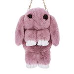 Little Girls Wallet Bag Rabbit Shoulder Bag - Mini Travel Shoulder Bags Wallet Crossbody Pouch Coin Purse Plush Zipper Wallet Detachable Strap Cross Body Storage Bag Rucksack for Keys Cards Phones