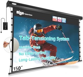 Migo 150 inch pull down projector screen, Grey Crystal Material 2.0 Gain 4K Ultra HD Projector Screen Ceiling Mount with remote for Ultra Short Throw Projector Movie Home Theater Cinema(Black Housing)