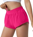 Aurefin Running Shorts for Women,Quick Dry Athletic Sports Shorts Lightweight Active Workout Gym Shorts with Zip Pocket, Hot Pink, X-Large