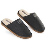 DUNLOP Mens Slippers Open Back, Comfy Memory Foam Men Slippers with Rubber Sole, Indoor Outdoor Anti Slip House Shoes Comfort Plush, Gifts for Men (Charcoal, 10 UK, numeric_10)