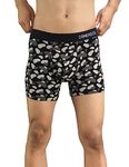 DAMENSCH Men's Regular Fit Supima Printed Cotton Boxer Brief Pack of 1 | Boxers for Men, Underwear for Men, Underwear for Men Combo,v Shape Underwear for Men-Breezy Black-M