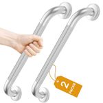 FANHAO 2 Pack Shower Grab Bar, 16 Inch Stainless Steel Bathroom Grab Bar with Anti-Slip Knurled Grip, Heavy Duty Shower Handle Bath Handle, Safety Bars for Elderly or Handicapped (Brushed)