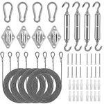 6'' Sun Shade Sail Hardware Kit with 304 Stainless Steel Wire Rope for Triangle Rectangle Sun Shade Sail Installation, Garden Outdoors Accessories, 48 Pcs (6 inch)