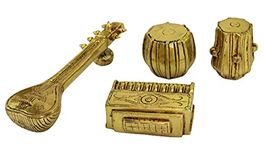 eSplanade Brass Miniature Musical Set - Veena Sitar Tabla and Harmonium Set | Home Decor Showpiece | Home Decor