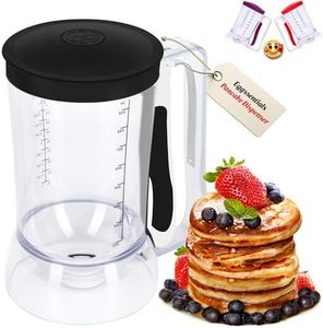 Eggssentials – Pancake Batter Dispenser, Batter dispenser with Squeeze Handle Mess-Free, Cupcakes, Waffles & More – Durable, Easy-Pour Pancake Dispenser Bottle for Smooth Baking