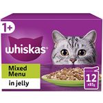 Whiskas 1+ Mixed Selection in Jelly 48 x 85 g Pouches, Adult Cat Food, Pack of 4 (12 x 85 g)