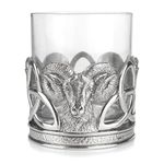 A E Williams Whisky Tumbler with Pewter Ram Design| Crystal Glasses with Heavy Bottom | Wine Cocktail Bourbon Drinking Glass | Unique Men’s Gift for Birthday Party Anniversary