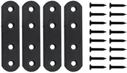 4 Pack Flat Mending Plate for Wood, ULIFESTAR Black Iron Flat Straight Brace Brackets Metal Repair Fixing Wood Brace Joining Plates Connector for Repairing Wooden Furniture with Mounting Screws