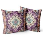 Snylcce Set of 2 Bohemian Style Cushion Covers 45x45 cm Decorative Square Throw Pillow Covers 18x18 Inch Sofa Car Pillowcase for Outdoor Home Bed Living Room Couch Decor (Purple)