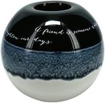 Pavilion Gift Company A Friend is Someone Whose Warm Loving Ways Can Lighten Our Hearts and Brighten Our Days 4.5 Inch Round Tealight Candle Holder with Unique Reflective Glaze, Blue