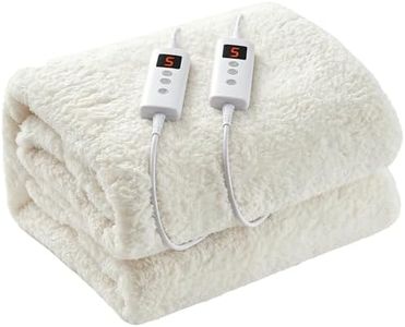 Garvee Dual Control Electric Blanket Queen Size, Sherpa Fleece 350GSM Heated Under Blanket with 10 Heat Settings & 9H Auto-Off, Fully Fitted Heating Mattress Pad, Overheat Protection Machine Washable