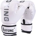 HUINING Kids Boxing Gloves, Punch Mitts MMA Gloves PU Cartoon Sparring Dajn Training Gloves, 4 Oz, for Age 3-12 Years (Boxing White)