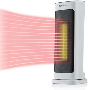 PureMate Ceramic Tower Fan Heater, 2000W Portable Electric Heater with 2 Heat Settings, Space Heater with Oscillating, Adjustable Thermostat & Safety Cut-Off, Tip-Over and Overheat Protection