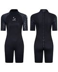 Womens 3mm Shorty Wetsuit Mens Neoprene Full Body Diving Suit Back Zip Dive Skin for Diving Canoe Spearfishing Surfing Snorkeling Swimming Suits(Women Black M)