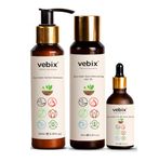 Vebix Professional HairCare Regimen -Ayurvedic 3 Product Kit -For Normal (All Types ) Hair - Lotus AntiHairfall Shampoo + Anti HairFall Neem Oil & Hair Growth Serum