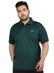 CHKOKKO Men's Plus Size Regular Fit Half Sleeves Sports Polo T-Shirt Bottle Green 3XL