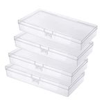 Gebildet 4pcs Rectangular Clear Plastic Storage Box Containers Case with lid for Pills, Tiny Bead, Jewellery & Craft Items etc