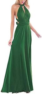 IWEMEK Women's Transformer Infinity Long Evening Maxi Dress Deep V-Neck Multi-Way Wrap Convertible Halter Wedding Bridesmaid Formal Party Floor Length Gown Cocktail Dress High Elasticity Green