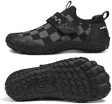 KUBUA Kids Sneakers Boys Girls Slip on Barefoot Shoes Minimalist Walking Tennis Shoes Black Grey 13 Little Kid