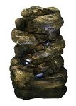 Primrose 54cm Rock Effect Four Tier Water Fountain Cascading Falls with LED Lights Self Contained Decorative Feature