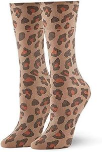 HUE Women's Leopard Dress and Trouser Socks, Cashew, One Size