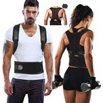 Magnetic Therapy Posture Support Back Brace -FDA Approved Medical Grade Adjustable Posture Corrector Brace Shoulder Back Support Belt- Relieves Neck, Back and Spine Pain (S)