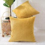 MERNETTE Pack of 2, Corduroy Soft Decorative Square Throw Pillow Cover Cushion Covers Pillowcase, Home Decor Decorations For Sofa Couch Bed Chair 18x18 Inch/45x45 cm (Striped Grass Yellow)