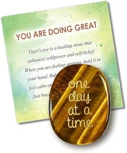 SOLICIEL Tiger Eye Worry Stone for Anxiety, One Day at A Time Stress Relief Item Mental Health Gifts