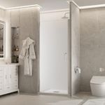 Comfystyle 34-35.5 in.W x72 in.H Pivot Frameless Shower Door,1/4 in. Clear Glass Shower Panel Pivot Swing Shower Doors,Chrome Finish,Reversible Installation