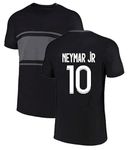 Neymar Sports Soccer Football Home Away Training Team Club kit Jersey T-Shirt (Kid's, Boy's & Men) L92 G8027 (38, NEY_All_BLK)