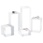 BENECREAT 5Pcs Clear Acrylic Cube Display Block 2/4/6/8/10cm Solid Display Pedestal Stand for Gem Display Jewelry Display Displaying Pop Figures Cosmetic Showing Transparent