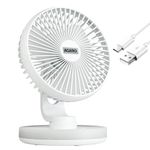 AGARO Alpha Desktop Fan with Light, 6 Inches, 4 Speeds, Oscillating Table Fan, Brushless Motor, Wide Angle Adjustment, USB Rechargeable, Ultra Quiet, Personal Mini Fan for Home Office Bedroom, White