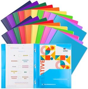 Briartw 20 Pack Colors File Folder,Heavy Duty Plastic Pocket Folder with Prongs for Letter Size Paper,2 Pockets and 3 Prongs,As Well As 2 Card Slots,for Office and School Staff or Students