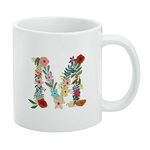 GRAPHICS & MORE Letter M Floral Monogram Initial Ceramic Coffee Mug, Novelty Gift Mugs for Coffee, Tea and Hot Drinks, 11oz, White