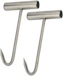 TinaWood 2pcs Stainless Steel T Hooks T-Handle Meat Boning Hook for Kitchen Butcher Shop Restaurant BBQ Tool