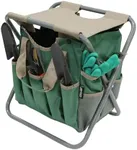MDSTOP Folding Gardening Stool with Detachable Storage Tote Bag, Gardening Tools Set Organizer for Fishing Outdoor Sports Hiking Camping Garden, Gardening Gifts for Mom/Dad and Gardeners (Polyester)
