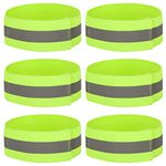 6PCS High Visibility Armbands, Elasticated Ankle Bands Hi Vis Reflective Running Armbands Wristbands Slap Armbands Reflector Strips Safety Bands For Running Walking Cycling Jogging Nigh Outdoor Safety