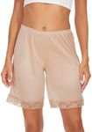 GYS Slip Shorts Culotte for Women Split Skirt Lace Pettipants Bloomer, B - Nude, X-Large