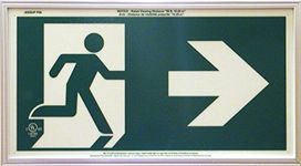 JESSUP EXIT SIGN: SINGLE SIDED Screen Printed Green Run-Man Sign with Right Arrow and Aluminum Frame (approx. 43cm x 25.5cm)