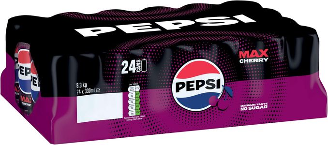 Pepsi Max Cherry Soft Drink, 24 x 330ml Cans