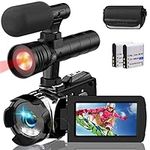 Video Camera Camcorder FHD 4K 48MP 30FPS YouTube Vlogging Camera Recorder IR Night Vision 20X Digital Zoom 3.0'' 270 Degree Rotation IPS Screen Digital Camcorder with Camera bag and 2 Batteries